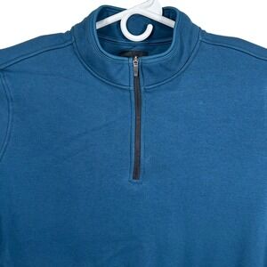 01. Algo Performance Mens Large Teal Blue Quarter Zip Pullover Fleece Sweatshirt